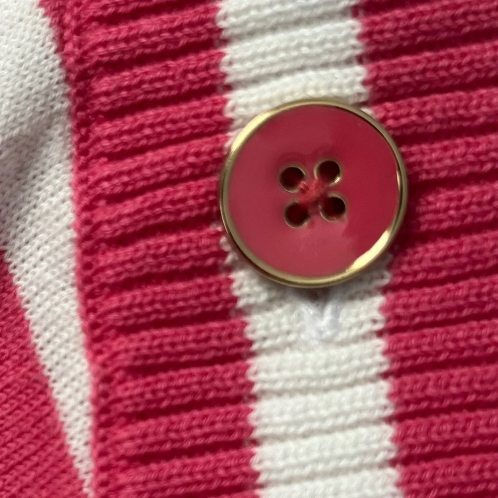 Talbots Pink and White Striped Boatneck Sweater Top - Picture 7 of 9